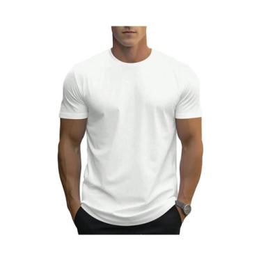 Imagem de Camisetas Masculinas Oversize De Algodão, Cor Sólida, Impressão De Alt