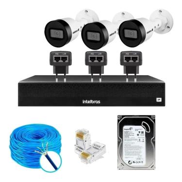 Imagem de Kit Cftv 3 Câmeras Ip Intebras 1130 Nvd Intelbras 1404