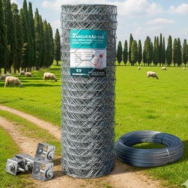 Imagem de Tela Mangueirão Galvanizada Fio 18 Malha 3 1,20x50m Brinde Catraca 4un