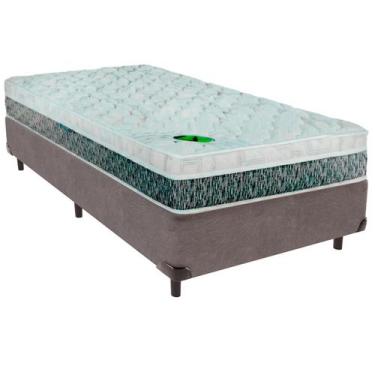 Imagem de Cama Box Solteirão e Colchão Aspen 24cm Molas Ensacadas Luckspuma Cinz