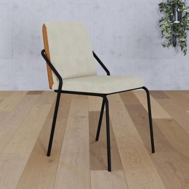 Imagem de Cadeira de Jantar Bloom Tecido Mesclado Est.Preta - Metalig