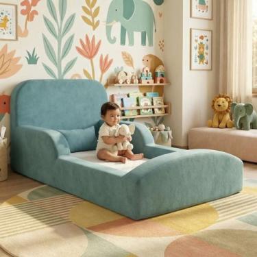 Imagem de Cama Montessoriana Solteiro Encanto Espuma Verde Água Keiko - Keiko Co