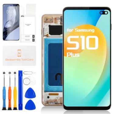 Imagem de Tela de substituição para Samsung Galaxy S10 Plus para tela LCD Samsung S10+ SM-G975F/DS SM-G975U Digitalizador S10 Plus com ferramentas (dourado com moldura, Incell)