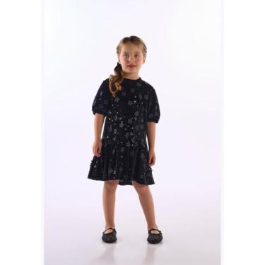 Imagem de Vestido Veludo Bordado Forro Up Baby, Preto