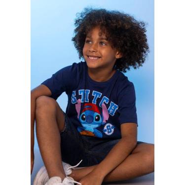 Imagem de Camiseta Infantil Disney Stitch Basquete - Piticas, 10, Azul petróleo,