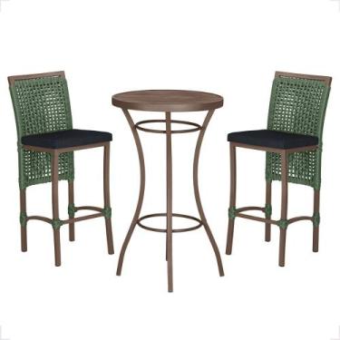 Imagem de Mesa Bistro e 2 Banquetas Roma Marrom Corda Náutica 12 Trama Original,