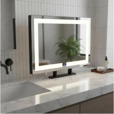 Imagem de Espelho Retangular 50x70 Iluminado Led 3 Cores Bancada Duplo - Ornato 