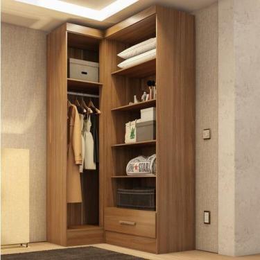 Imagem de Closet Modulado de Canto 2 Peças 1 Gaveta Smart Plus Marrom/Cinamomo -