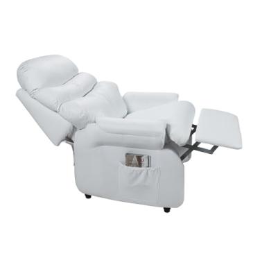 Imagem de Poltrona Reclinável Confortável com Apoio para os Pés para Sala e Quarto em Corano Branco