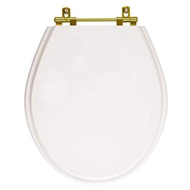 Imagem de Assento Sanitário Poliester Ravena Branco Ferragem Dourada para Vaso Deca