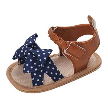 Imagem de Sandálias femininas bege tamanho 3 sapatos para o verão laço meninas sandálias infantis verão meninas sandálias esportivas slides, Azul escuro, 6-12 Meses
