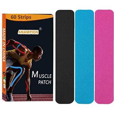 Imagem de ANAMPION Fita de cinesiologia Tape pré-recortada (60 tiras, 5 cm x 25 cm), Kinesiotape fita desportiva elástica para homens, joelho, alívio da dor, sem látex, resistente à água (mistura)