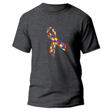 Imagem de Camiseta Algodão Premium Estampa Digital Autismo Autista (BR, Alfa, M, Regular, Grafite)