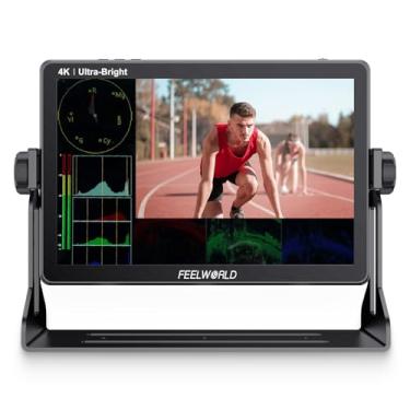 Imagem de FEELWORLD LUT11H 10,1 polegadas 2000nit Ultra Bright Camera Field DSLR Monitor com tela sensível ao toque LUT F970 instalação e kit de alimentação HDMI entrada saída