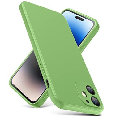 Imagem de YSLBWLE Capa para iPhone 12 Mini, capa fina de silicone líquido, à prova de choque, capa fina para iPhone 12 Mini, capa protetora de câmera de corpo inteiro - verde menta 2-IP12mini-07