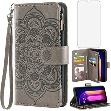 Imagem de Asuwish Capa de telefone para LG V60 ThinQ V60ThinQ 5G G9 Thin Q Capa carteira com protetor de tela de vidro temperado e flor flip porta-cartão de crédito suporte acessórios para celular LGV60 V 60