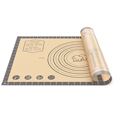 Imagem de Tapete de assar antiderrapante de silicone, 71,12 cm x 50,80 cm extra grosso grande antiaderente tapete de pastelaria com medição, tapete de rolo de massa de grau alimentar, forro de forno reutilizável para fazer cookies, macarons, pão
