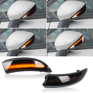 Imagem de doiplent [2 peças] Luzes de seta de espelho lateral para Ford Fiesta ST MK7 B-Max 2008-2017 Substituição # 1748313/1748314 Luzes de seta espelhadas dinâmicas sequenciais, lentes fumê