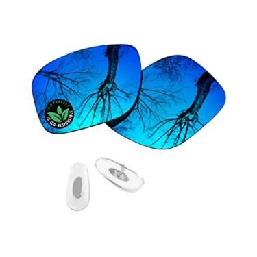 Imagem de Raydi Lentes de reposição de policarbonato e protetores de nariz para óculos de sol quadrados RayBan Chromance RB4264 58 mm - espelhado azul gelo - polarizado