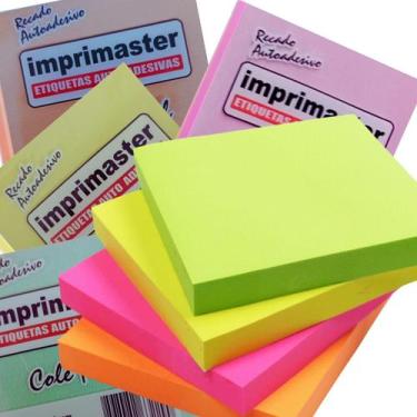 Imagem de 10 Blocos Adesivos Post It Cole Fácil 76x76 mm coloridos 100 folhas ca