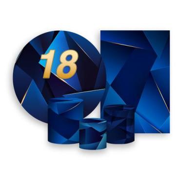 Imagem de Kit 2 Painéis De Festa + Trio De Capas Cilindro - 18 Anos Masculino Az