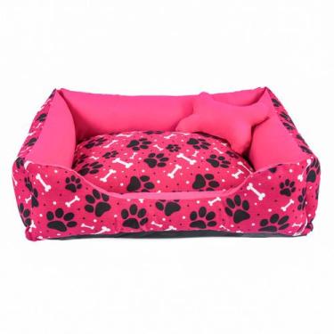 Imagem de Cama para Cachorro ou Gato Tamanho Grande 70x55cm + Ossinho Pink - Lh 