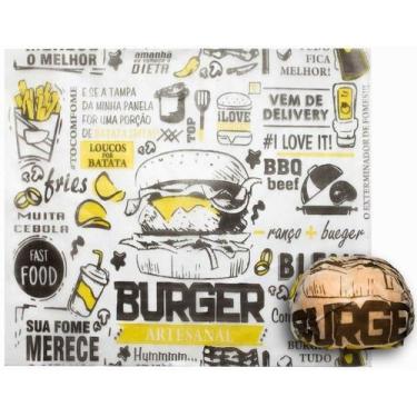 Imagem de Papel acoplado 100 folhas delivery embalar hamburguer lanche - Mamedes