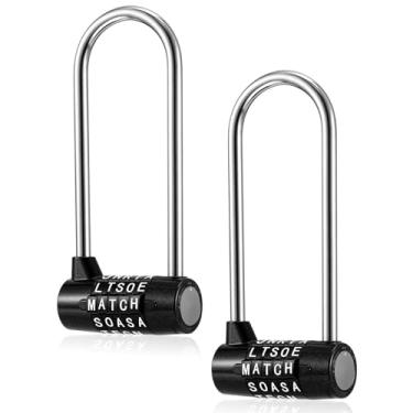 Imagem de Tandefio 2 peças de cadeado de 5,8 polegadas de comprimento cadeado de segurança longo para academia, cadeado de segurança longo redefinível sem chave para armazenamento de armário de ferrolho para