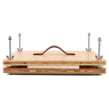 Imagem de RANERVZ Prensa de encadernação grande com alça portátil, madeira de bambu extragrande 14,8 x 11,4 polegadas ergonômica para encadernação de livros, máquina de papel para encadernação feita à mão,