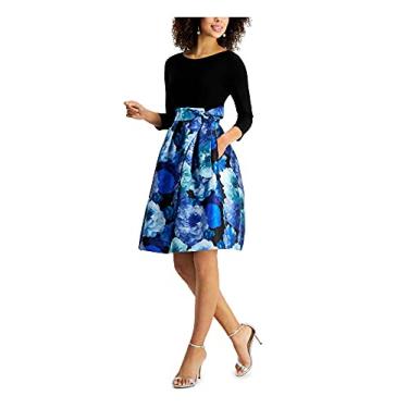 Imagem de Jessica Howard Vestido midi feminino floral com laço na cintura, Azul bebê, 46