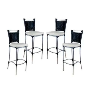 Imagem de Kit 4 Banquetas em Alumínio e Fibra Sintética JK Para Cozinha, Edícula