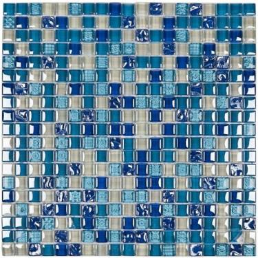 Imagem de PASTILHA DE VIDRO GG15 - GALIANO AZUL 30x30 cm - GLASS MOSAIC