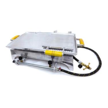 Imagem de Chapa Churrasqueira Lanche Com Prensa Alumínio Fogão 2 Bocas - Panelas