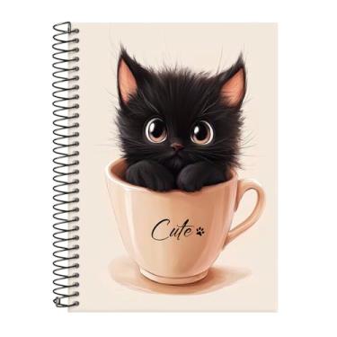Imagem de Caderno Feminino Colegial Capa Dura 20 Matérias Cats Cute