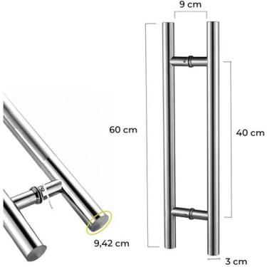 Imagem de Puxador porta de entrada aço inox escovado 60cm reforçado fosco redond