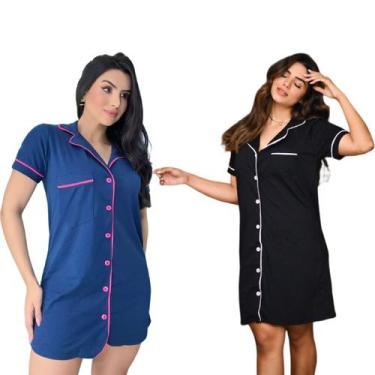 Imagem de Kit 2 Camisola Feminina Maternidade Amamentação Pós Cirúrgico Com Botã