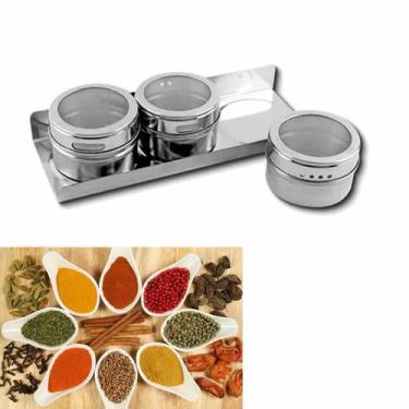 Imagem de Porta Condimentos Pimenta Imã De Geladeira Magnético Inox - 123Util