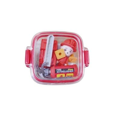 Imagem de Kit de 3 Borrachinhas Infantis Temáticas em Formato de Marmita, Profissões - Bombeiro, Policial e Astronauta (Bombeiro)