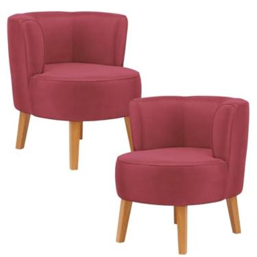 Imagem de Conjunto 2 Poltronas Decorativa para Escritório Ergonômica Resistente MOBLAN decor (Vermelho)