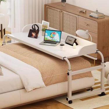 Imagem de Mesa de cama sobrecama, mesa de computador, laptop, mesa com rodinhas e rodas ajustáveis, estação de trabalho