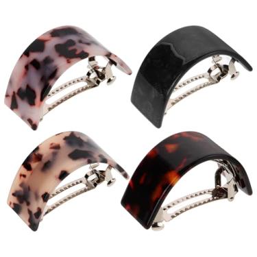 Imagem de minkissy 4 pçs Grampo Feminino Semifoto Feminino Círculo Francês Meio para Grampos de Cabelo Franceses Rabo de Cavalo Pinos Redondos Snap Femininas Semicírculo Misto Design Automático