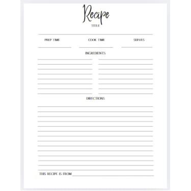 Imagem de Folhas de receitas de tamanho completo para fichário de 3 anéis, páginas de refil de 21 x 27 cm com design de fazenda | Papel de cozinha em branco para livro de receitas DIY e organizador de refeições