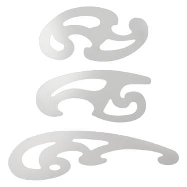 Imagem de BENECREAT 3 peças de régua curva francesa de aço inoxidável, régua de padrão de metal, modelos de desenho de estênceis de esboço para design de couro de vestuário, gravação decorativa, ferramenta de
