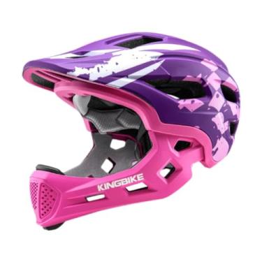 Imagem de rockible Capacete de bicicleta infantil com absorção de impacto facial completa, prático, para crianças, para skate e mountain bike, Roxo Rosa