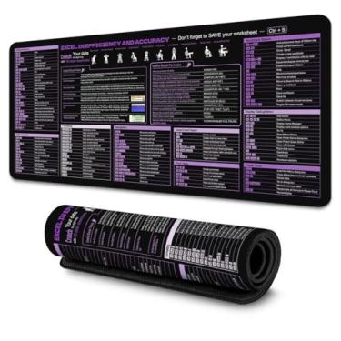 Imagem de Boaulee Tapete de mesa Office Excel, mousepad de atalhos Excel para jogos, mouse pad grande para mesa, tapete de mesa de computador de 89,9 cm x 30 cm, teclado antiderrapante com atalhos-ts1118