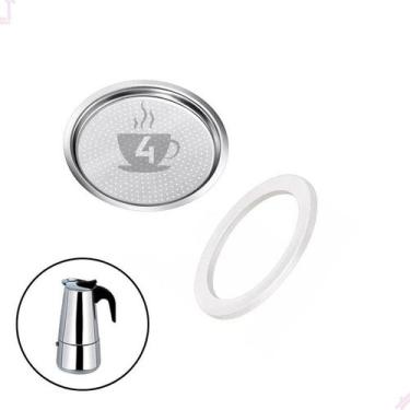 Imagem de Filtro Cafeteira Italiana Inox 4 Xícaras Com Borracha De Silicone - DL