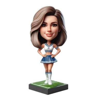 Imagem de Bobblehead de torcida esportiva feita à mão personalizada da sua foto, uniforme clássico, vibração, decoração de casa, estatueta presente para fã de futebol amigo aniversário lembrança