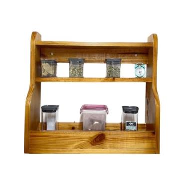 Imagem de Porta Temperos de Parede em Madeira Pinus – Organizador Rústico e Prático para Cozinha