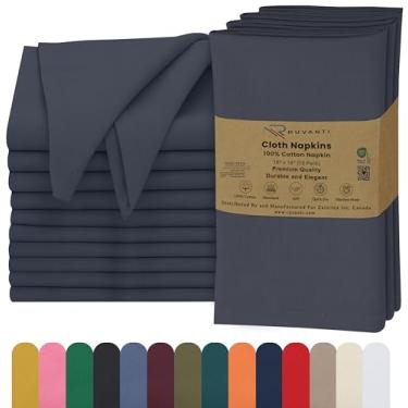Imagem de RUVANTI Conjunto De 12 Guardanapos Pano Ruvanti, 45X45 Cm, 100% Algodão, Laváveis, Macios E Absorventes, Perfeitos Para Jantares Casamento, Natal Ação Graças - Azul Ombré