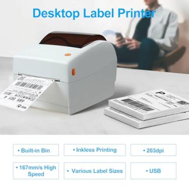 Imagem de Tomvorks Impressora de Etiqueta de Remessa Térmica, Fabricante Direta de Etiquetas para Desktop para Pacotes de Remessa, Impressora de Etiqueta Comercial de Alta Velocidade para, Com (EU-2)